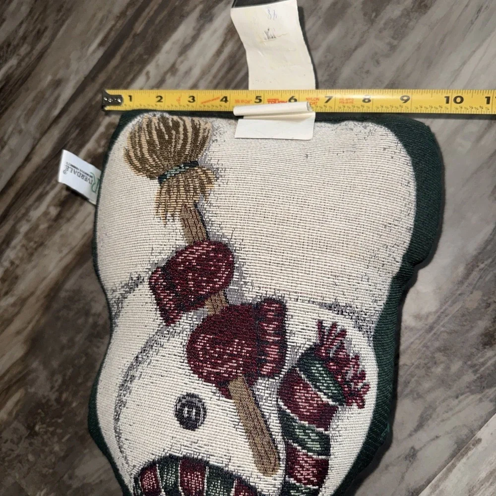 VTG Riverdale Tapestry Weighted Snowman Shaped Plush Door Stop Christmas Decor